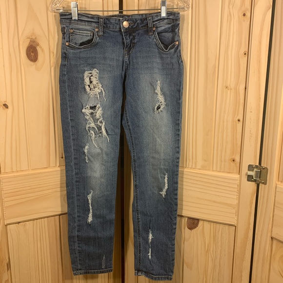 Sun & Shadow Denim - Sun & Shadow Distressed Jeans with Lace Overlay